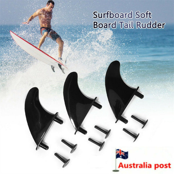 3Pcs Soft Top Surfboard Fins Sets for Softboard Paddle Board Surf Boards Black