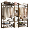 Bamboo Clothes Rack Open Wardrobe Garment Coat 170CM Wooden Clothes Rail Rack