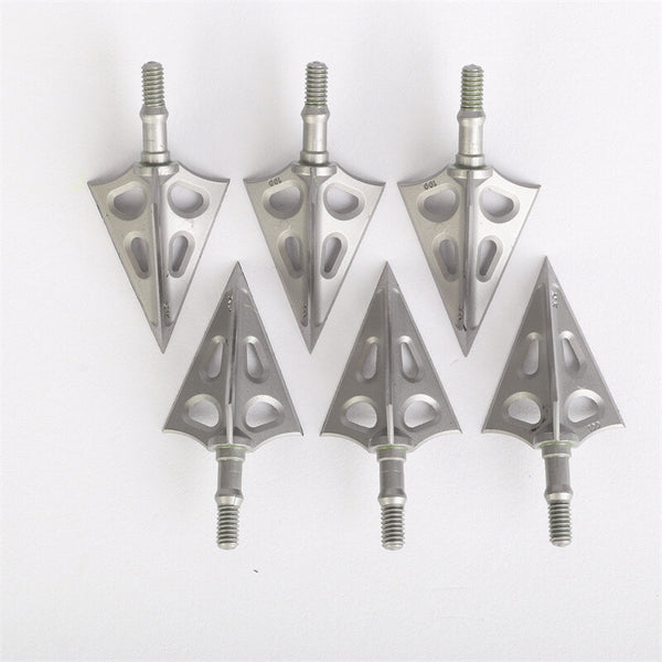 6x Archery Broadhead Hunting 100gr Arrow Head 3 Blade Stainless Steel Arrowhead