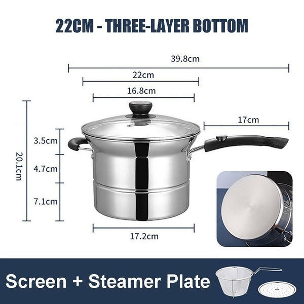 Pasta Noodle Cooking Pot Stainless Steel Fryer Steamer Pot Chip Frying Basket