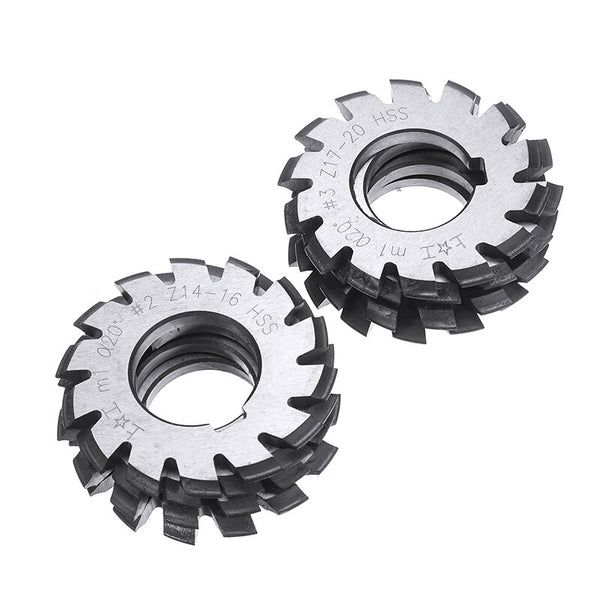 8Pcs Gear Milling Cutters with 20° Pressure Angle for Metric Module M1-M8 Gears