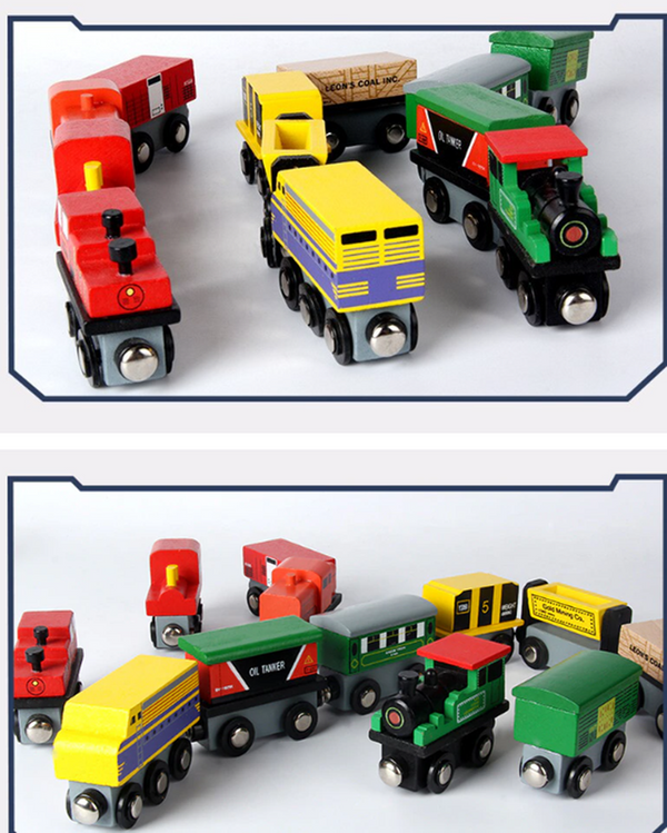 Christmas Train Toy 12Pcs Magnetic Wooden Train Set Train Xmas Gift with Box