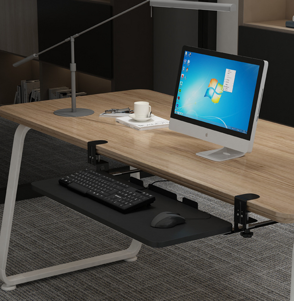 Keyboard Tray Under Desk Slide-Out Platform Computer Drawer for Typing Black AU