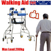 Mobility Walking Aid Walker Frame w/6 Wheels&Seat For Handicapped Rehabilitation