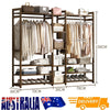 Bamboo Clothes Rack Open Wardrobe Garment Coat 170CM Wooden Clothes Rail Rack