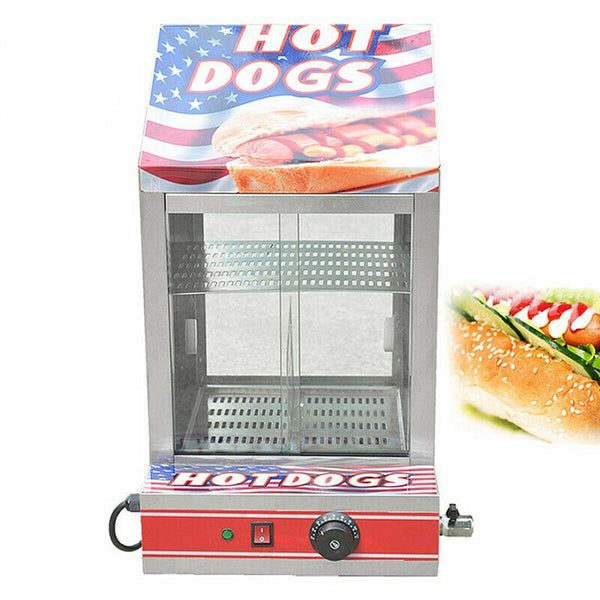 Commercial Electric Sausage Hot Dog Cooker Hotdog Steamer Machine Bun Warmer