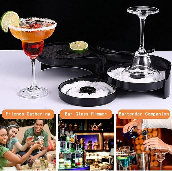 Portable Margarita Salt Rimmer Set with Separate Tier for Lime Juice Salt Sugar