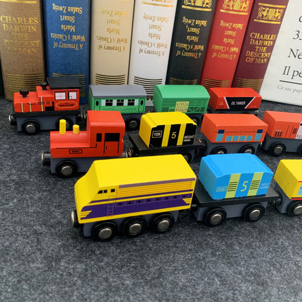 Christmas Train Toy 12Pcs Magnetic Wooden Train Set Train Xmas Gift with Box