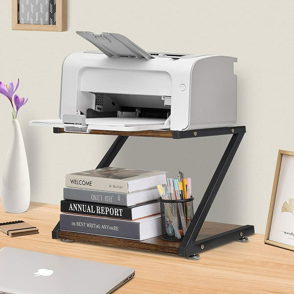 2 Tier Wood Desktop Printer Stand Home Printer Stands Table Top Organiser Shelf