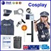 Police Cosplay Uniform Shirt Hat Whistle Costume Suit Birthday Gift For Kids AU