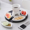 Ceramic Cholocate Fondue Set w/ 4 Bowls 4 Forks Melting Pot for Cheese Chocolate