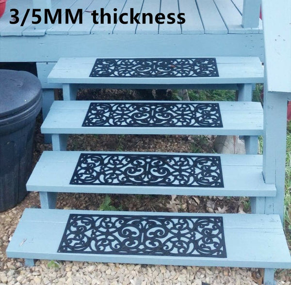 5pcs Rubber Stair Treads Stair Traction Tread Mats, Outdoor Non-Slip Step Mats