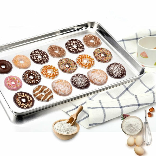 Stainless Steel Baking Pan Oven Tray Cookie Sheet Commercial Roasting Deep Pans
