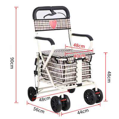 Shopping Trolley on Wheels Portable Folding Elderly Shopping Cart Walking Aid