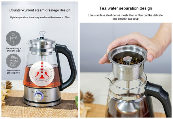 1L Electric Smart Kettle Automatic Steam Spray Teapot Coffee Tea Glass Boiler