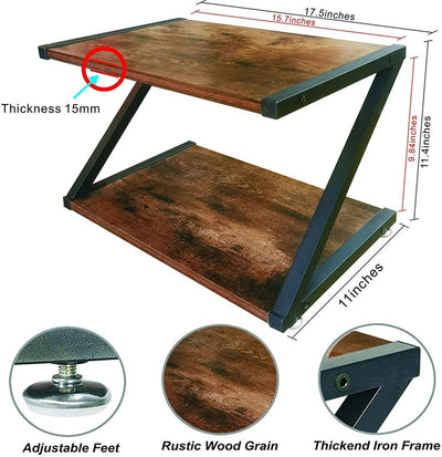 2 Tier Wood Desktop Printer Stand Home Printer Stands Table Top Organiser Shelf