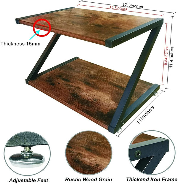 2 Tier Wood Desktop Printer Stand Home Printer Stands Table Top Organiser Shelf