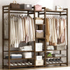 Bamboo Clothes Rack Open Wardrobe Garment Coat 170CM Wooden Clothes Rail Rack