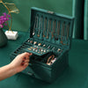 3-layers Jewelry Organizer Large Necklace Ring Display Cases Green Velvet Box