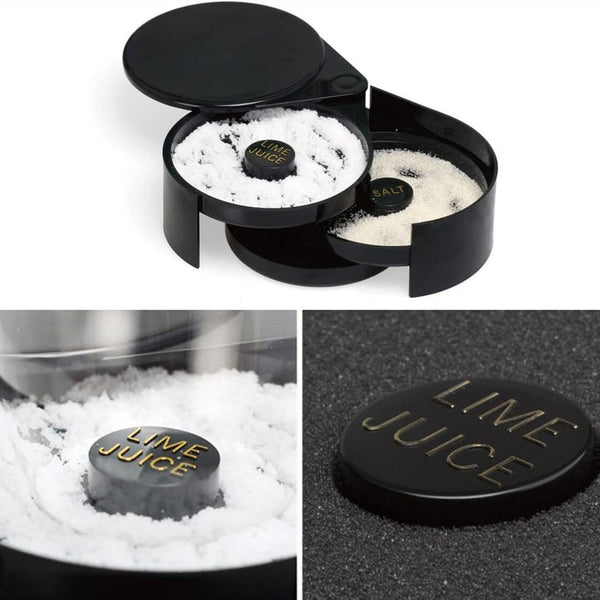 Portable Margarita Salt Rimmer Set with Separate Tier for Lime Juice Salt Sugar