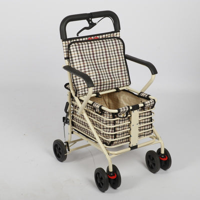 Shopping Trolley on Wheels Portable Folding Elderly Shopping Cart Walking Aid