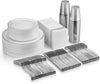 350pc Dinner Plates Reusable Party Plates Silverware For 50 Guests Wedding Party
