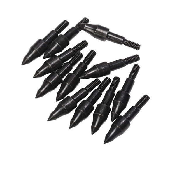 12pcs Carbon Steel Screw Thread Arrow Point Archery Arrowhead Target Field Tips