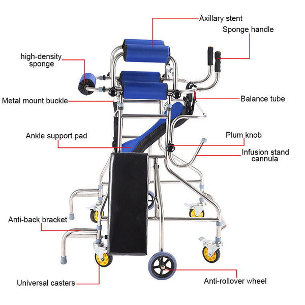 Mobility Walking Aid Walker Frame w/6 Wheels&Seat For Handicapped Rehabilitation