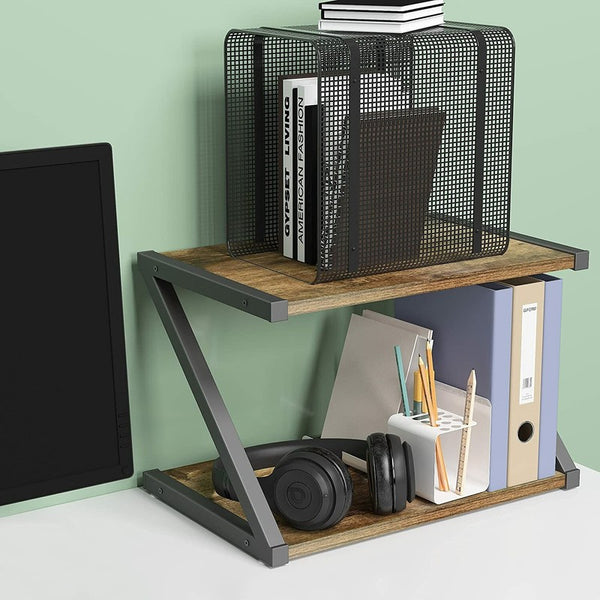 2 Tier Wood Desktop Printer Stand Home Printer Stands Table Top Organiser Shelf