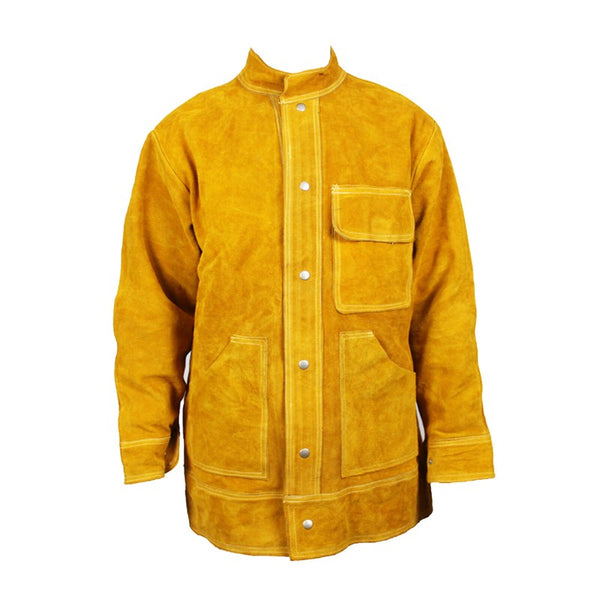 Heat Flame-Resistant Heavy Duty Leather Welding Jacket Cowhide Weld Coat Large