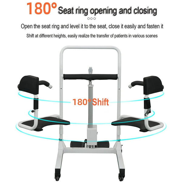 Transfer Lift Chair for Elderly Height Adjustable Electric Wheelchair 180° Split