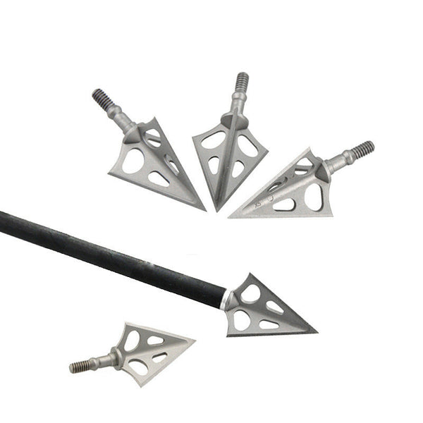 6x Archery Broadhead Hunting 100gr Arrow Head 3 Blade Stainless Steel Arrowhead