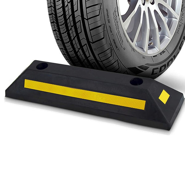 2pcs Car Parking Barrier Anti-Collision Locator Rubber Block Truck Wheel Limiter