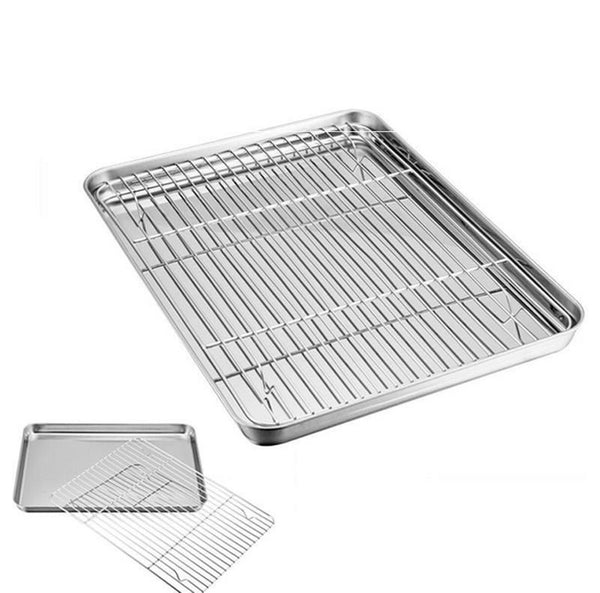 Stainless Steel Baking Pan Oven Tray Cookie Sheet Commercial Roasting Deep Pans