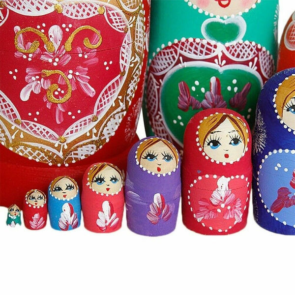 10pcs Russian Nesting Dolls Stacking Wooden Matryoshka Dolls Home Decor Gifts AU