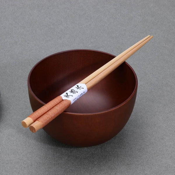 6 Pairs Natural Wood Chopsticks Handmade Chestnut Chopsticks Set Tableware Gift