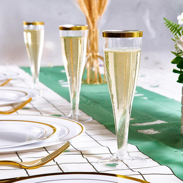 50/100X Disposable Champagne Flutes Plastic Wine Glasses Wedding Party BPA Free