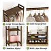 Bamboo Clothes Rack Open Wardrobe Garment Coat 170CM Wooden Clothes Rail Rack