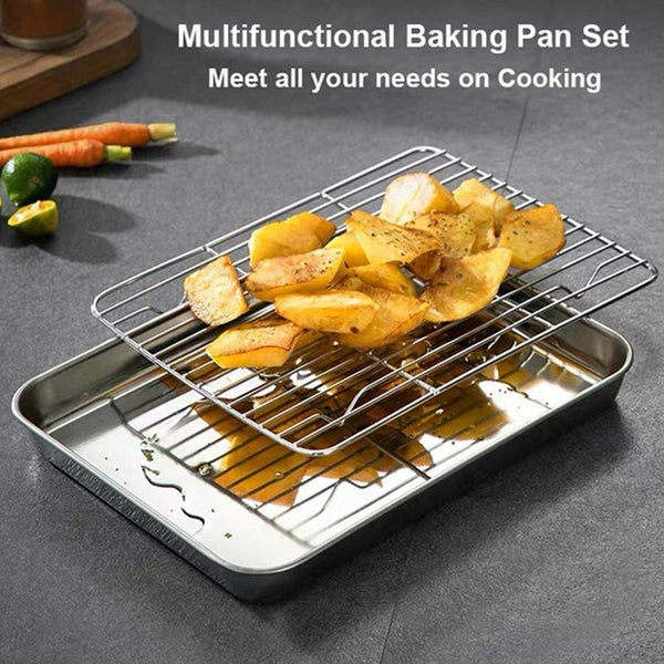 Stainless Steel Baking Pan Oven Tray Cookie Sheet Commercial Roasting Deep Pans