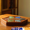Wooden Chinese Table Board Game Checkers w/ Storage Drawers & Glass Marbles Gift