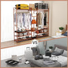 Bamboo Clothes Rack Open Wardrobe Garment Coat 170CM Wooden Clothes Rail Rack