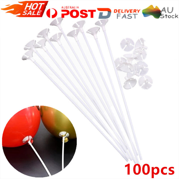 200pcs Balloon Stick Pole Reusable Rods Holder Cup Party Balloon Access&ex  40cm