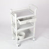 Beauty Trolley Cart with Wheel Esthetician Cart with Handrail, Bucket and Drawer