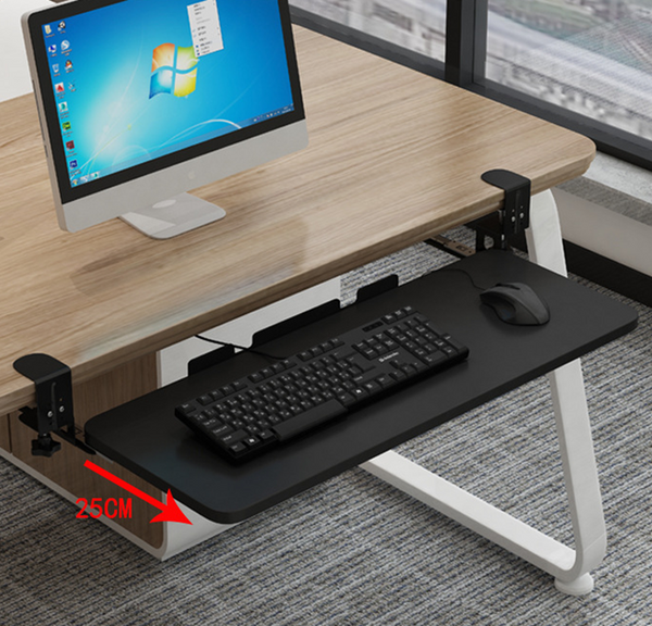 Keyboard Tray Under Desk Slide-Out Platform Computer Drawer for Typing Black AU