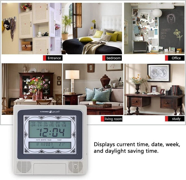 Azan Adhan Clock Islamic Muslim Prayer Alarm Wall Table Mosque Digital Clock