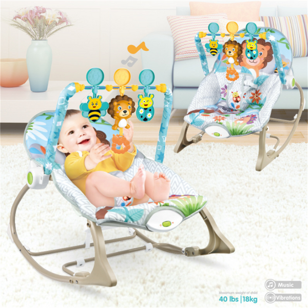 4in1 Baby Rocker Infant Swing Chair Toddler Bouncer with Music Toy Bar Upto 18Kg