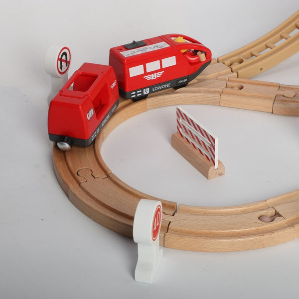 80 Pcs Electric Train Set -Wooden Track & Crane & Trains Toys Set Kids DIY Toy