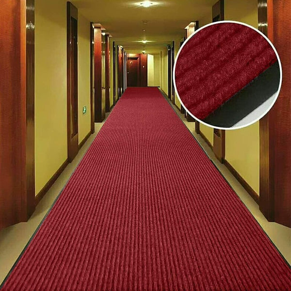 3x10' Floor Carpet Non Slip Rubber Door Mat Entrance Hallway Runner Rug Red Mat