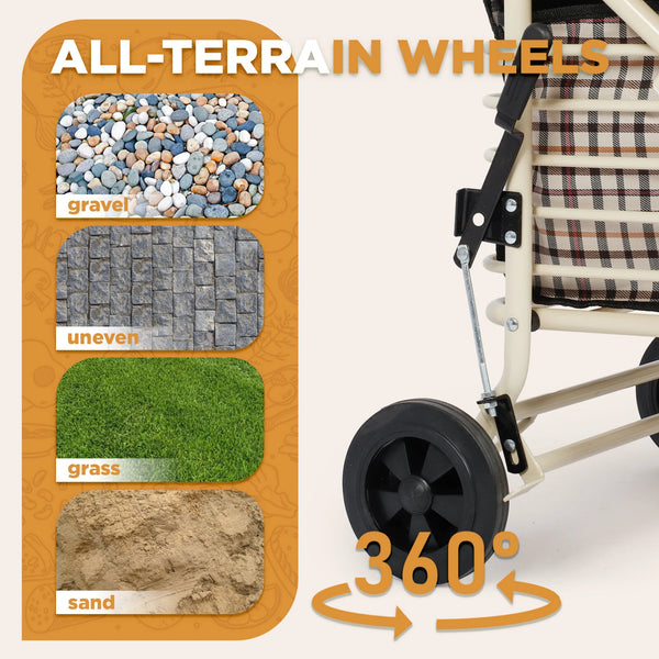Shopping Trolley on Wheels Portable Folding Elderly Shopping Cart Walking Aid