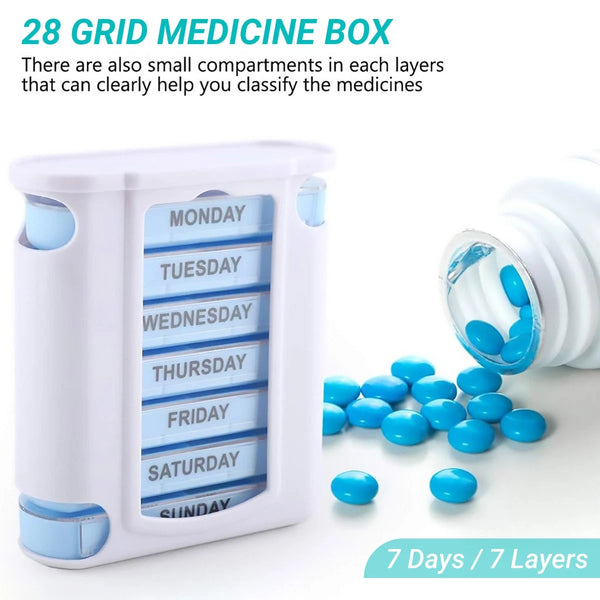 7Day Pill Box Medicine Storage Weekly Tablet Container Case Organizer Dispenser